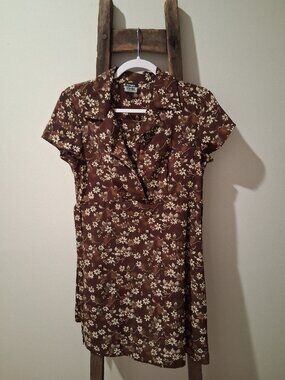 Vintage 90s Knapp Studio Small California Floral Mini Dress Cottagecore